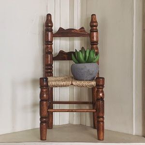 Boho Home Decor Wooden Plant Chair Stand